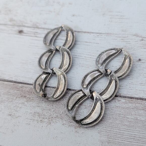 Vintage Earrings for Pierced Ears Brown Tones Linking Circles - Picture 6 of 9